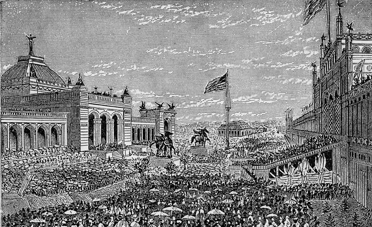 Faithful photographic reproduction of opening day ceremonies at the Centennial Exhibition at Philadelphia in 1876