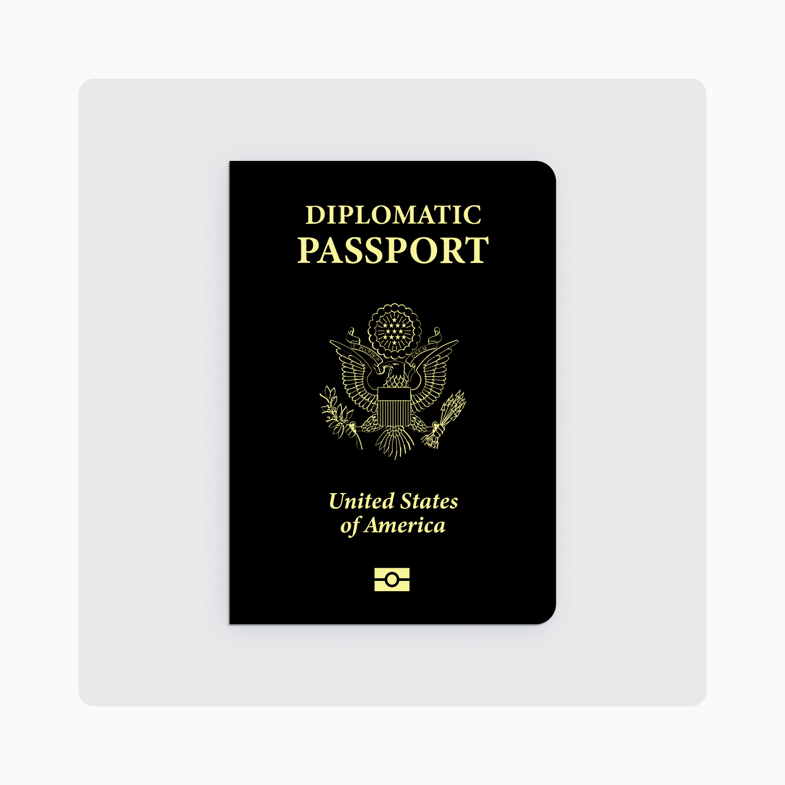 a black-covered diplomatic passport for the United States.