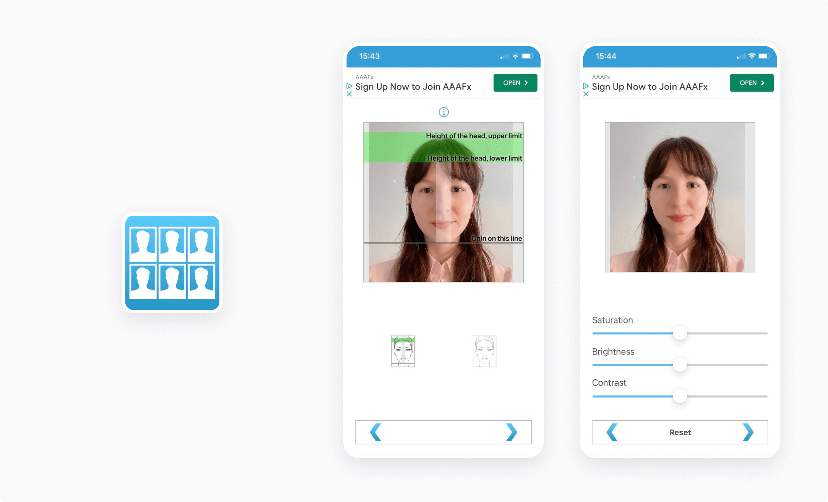 Using a mobile tool to readjust your head to the correct size using on-screen guidelines.