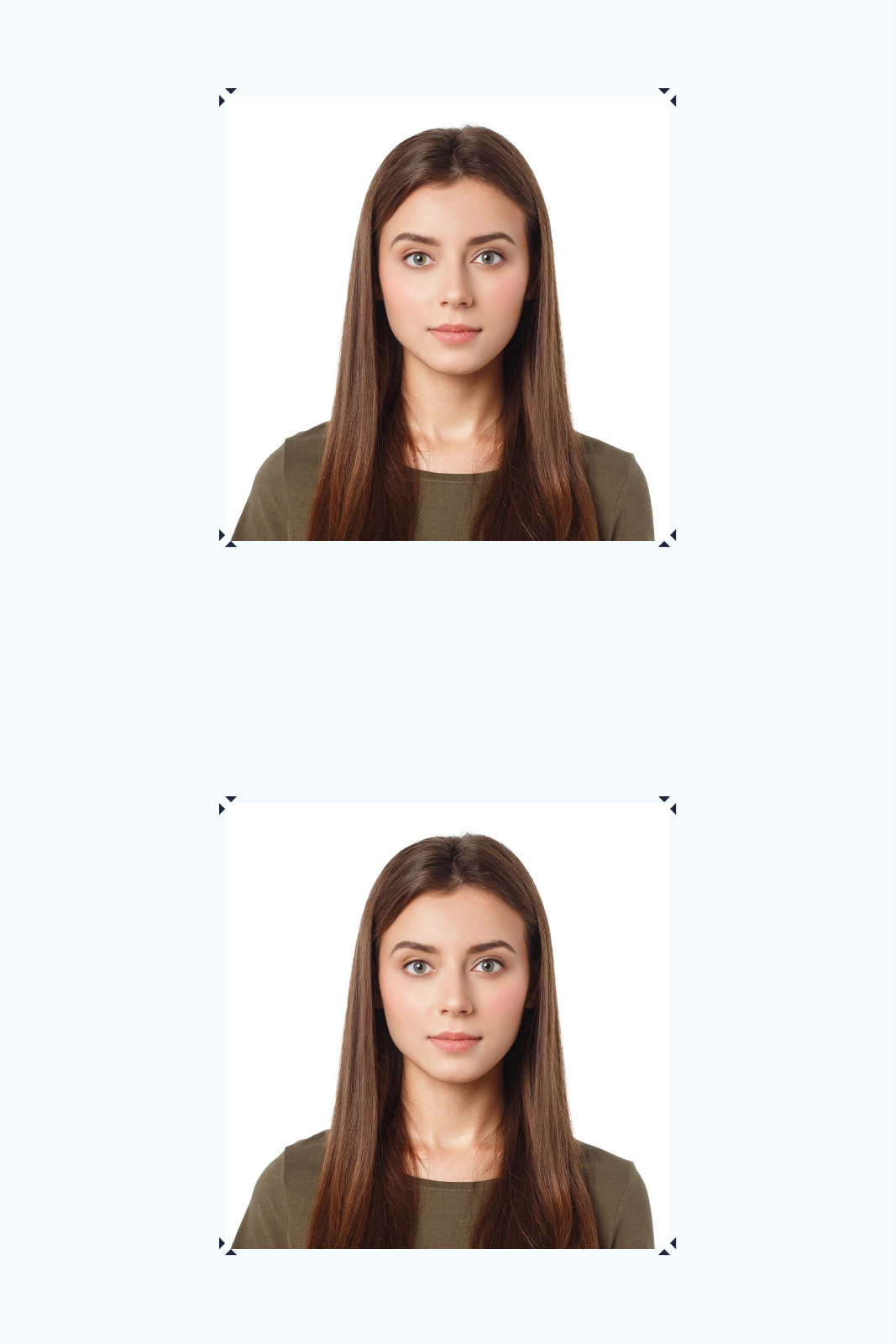 An example of the correct 4x6 passport photo template.