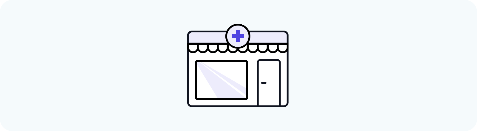 A pharmacy depicted in clipart style.