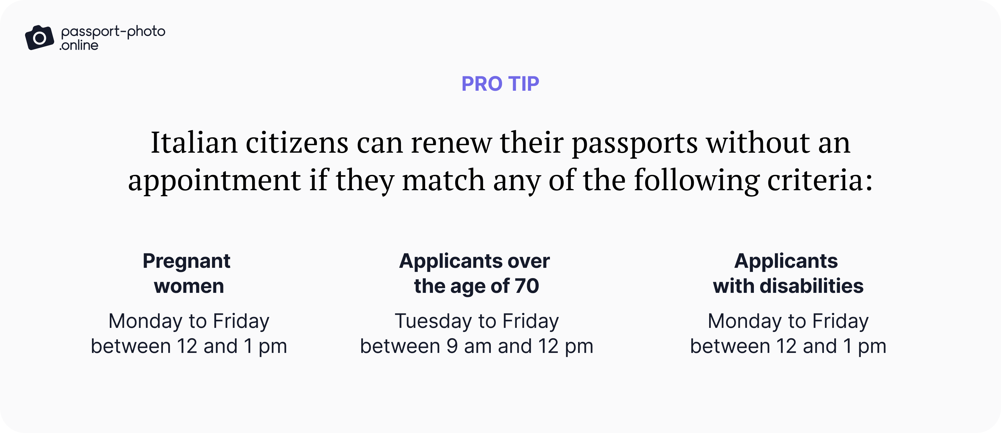 Criteria for renewing your Italian passport without making an appointment.
