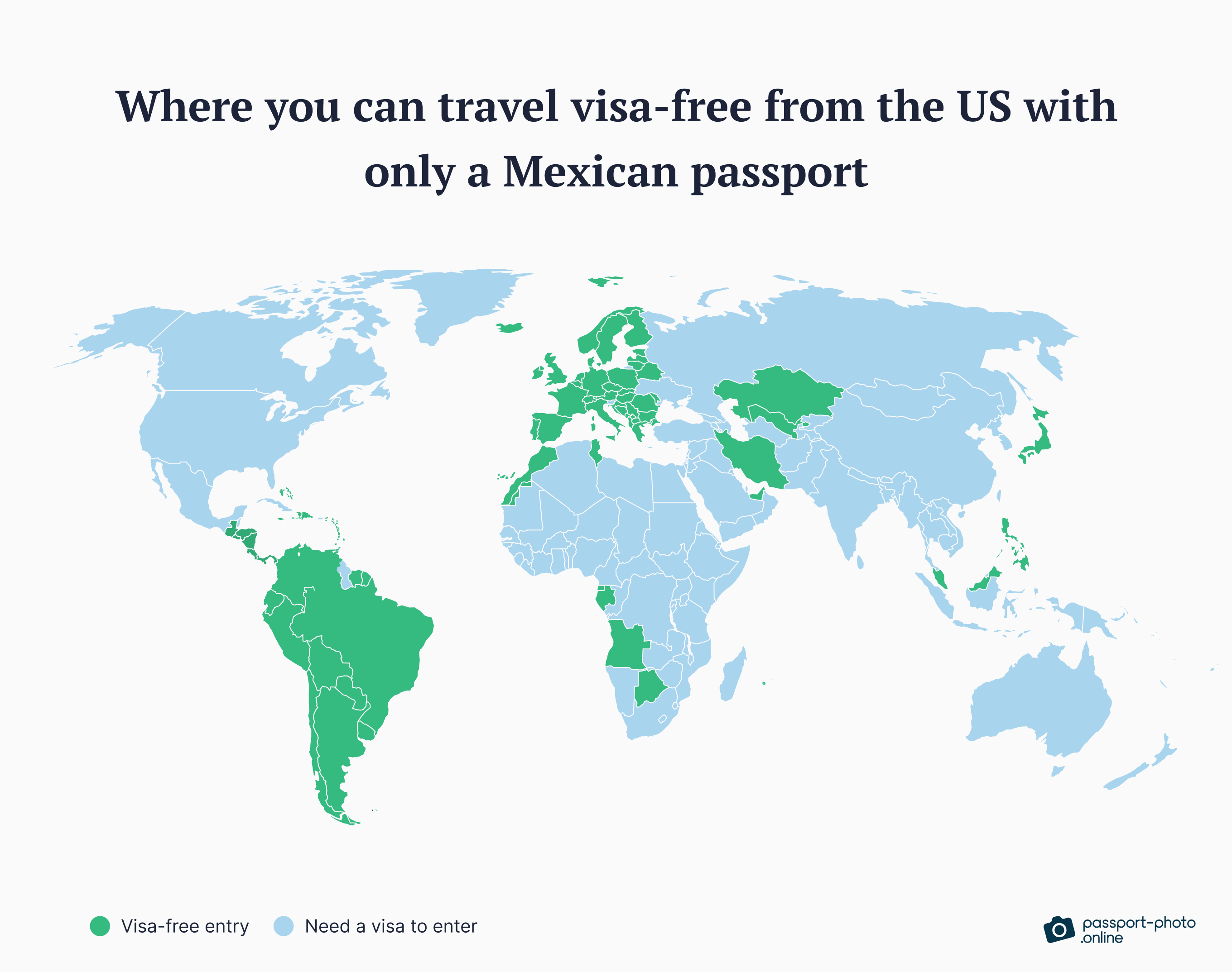 A list of other countries you can travel to visa-free using only your Mexican passport to leave the US.