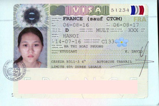 Visa to France 35x45 MM (3,5 X 4,5 CM)