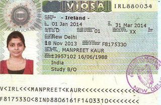 Visa to Ireland 35x45 MM (3,5 X 4,5 CM)