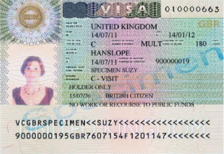 Great Britain Visa 35x45 MM (3,5 X 4,5 CM)