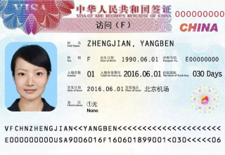 Visa to China 33x48 MM (3,3 X 4,8 CM)