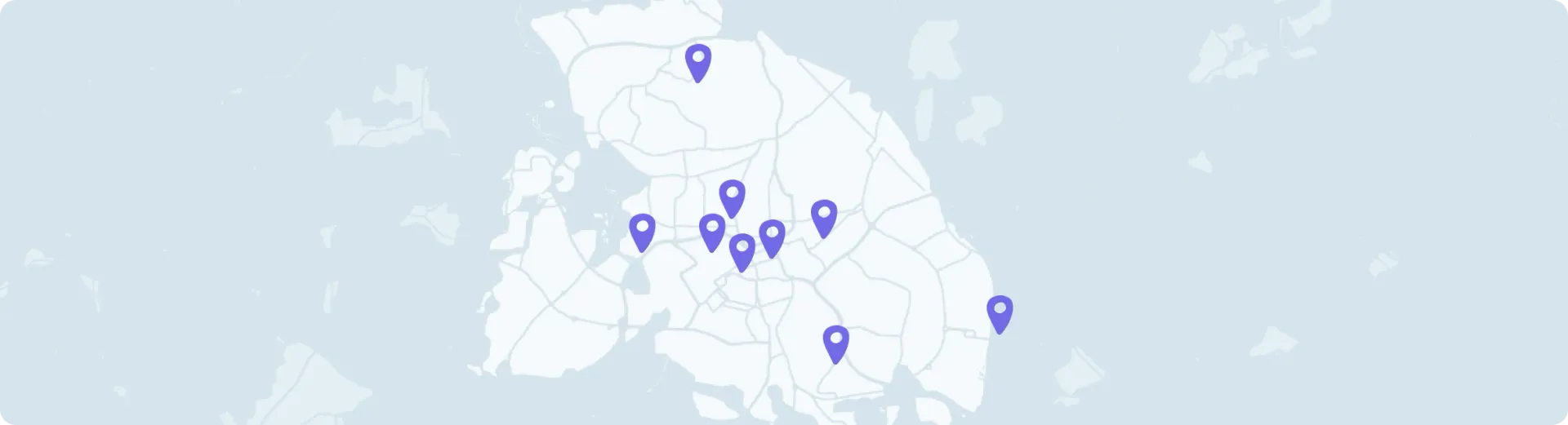 A photo showing a map of Swindon with pinned locations where you can take passport photos.