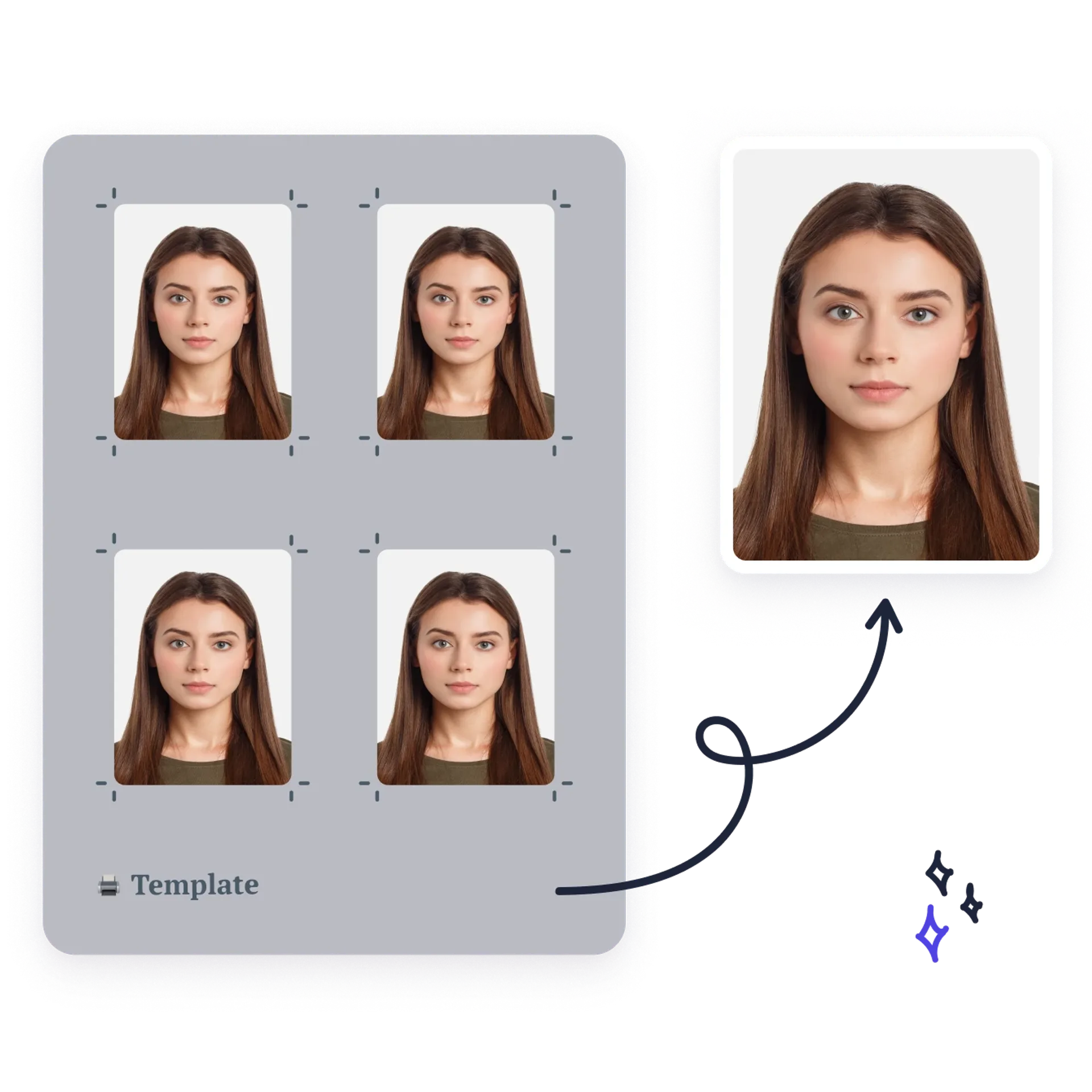 Printable passport photo template with a guarantee of acceptance!