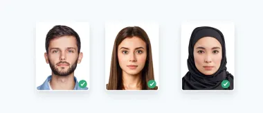 Examples of compliant photographs for a Canadian visa application.