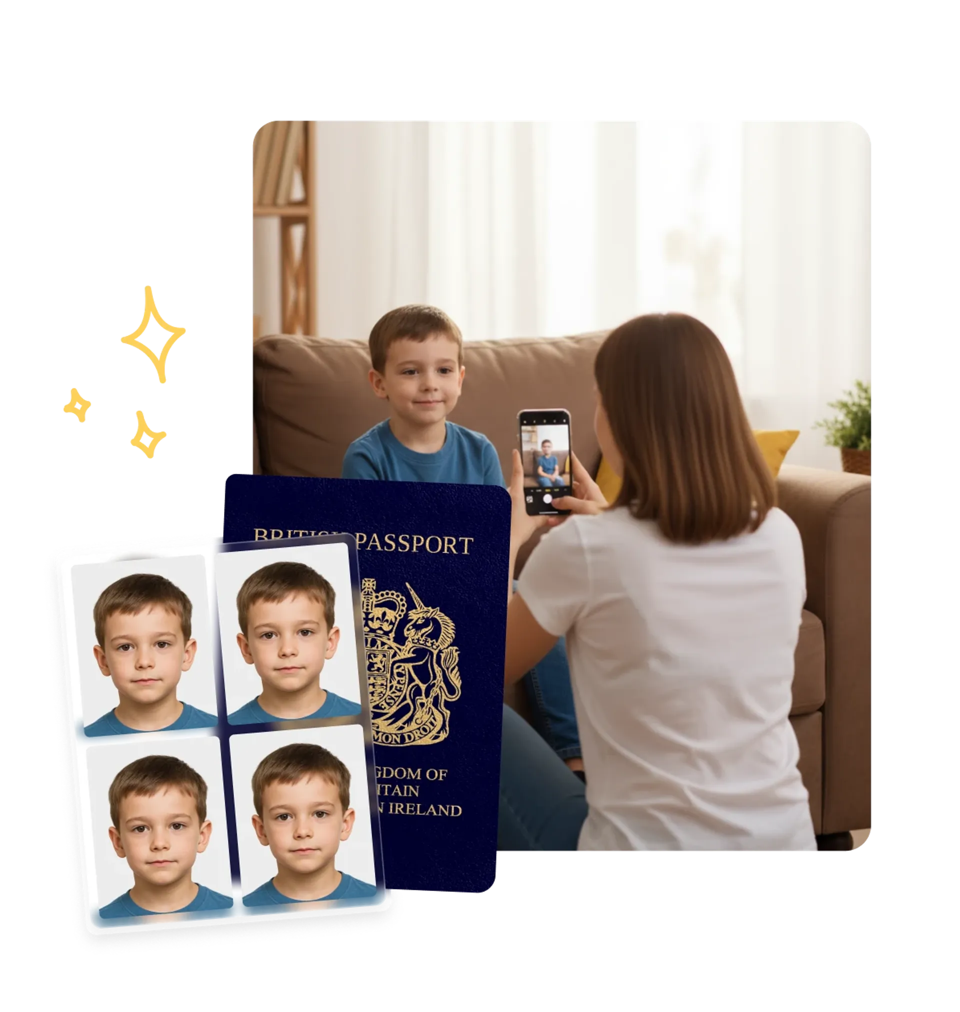 Baby passport photo at home