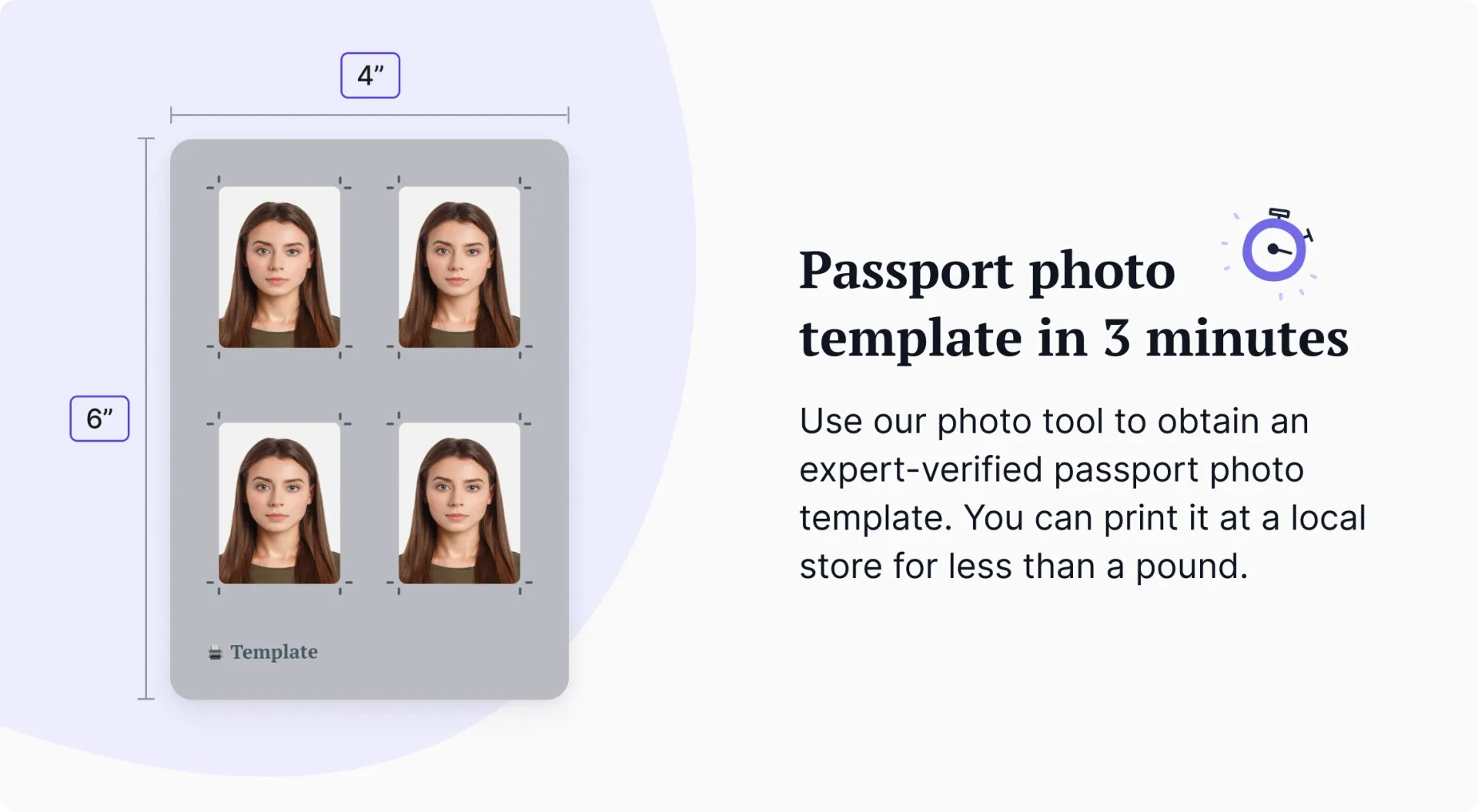 An image showing a printable passport photo template you can create on your phone.