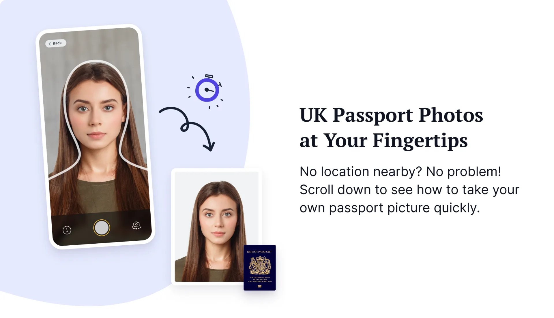  A graphic showing a UK passport photo created on a mobile phone.