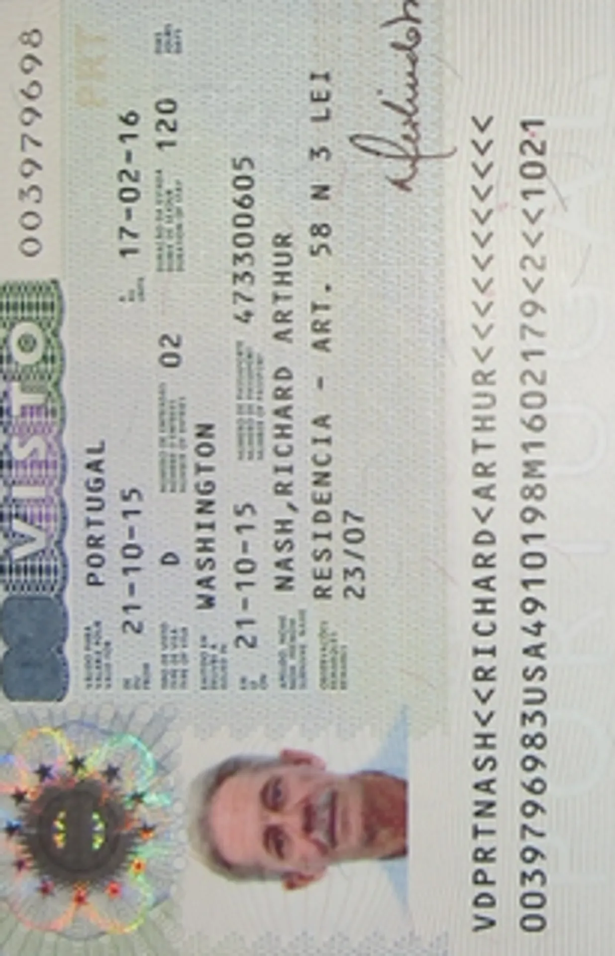 Visa to Portugal 35x45 MM (3,5 X 4,5 CM)