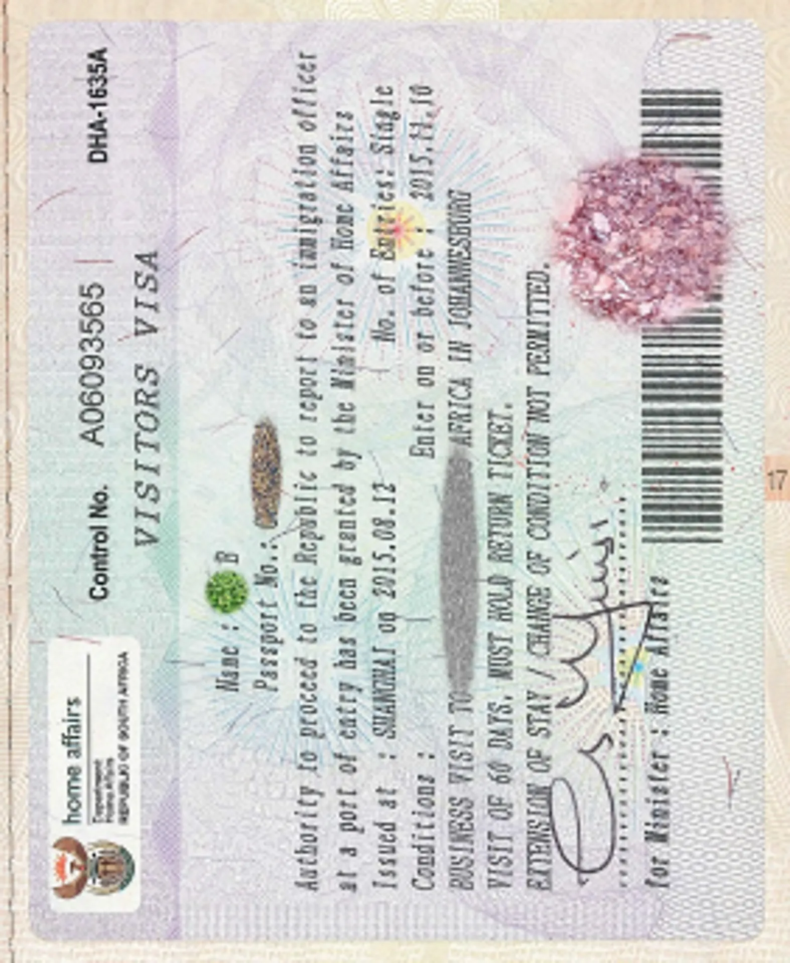 South Africa Visa Photo