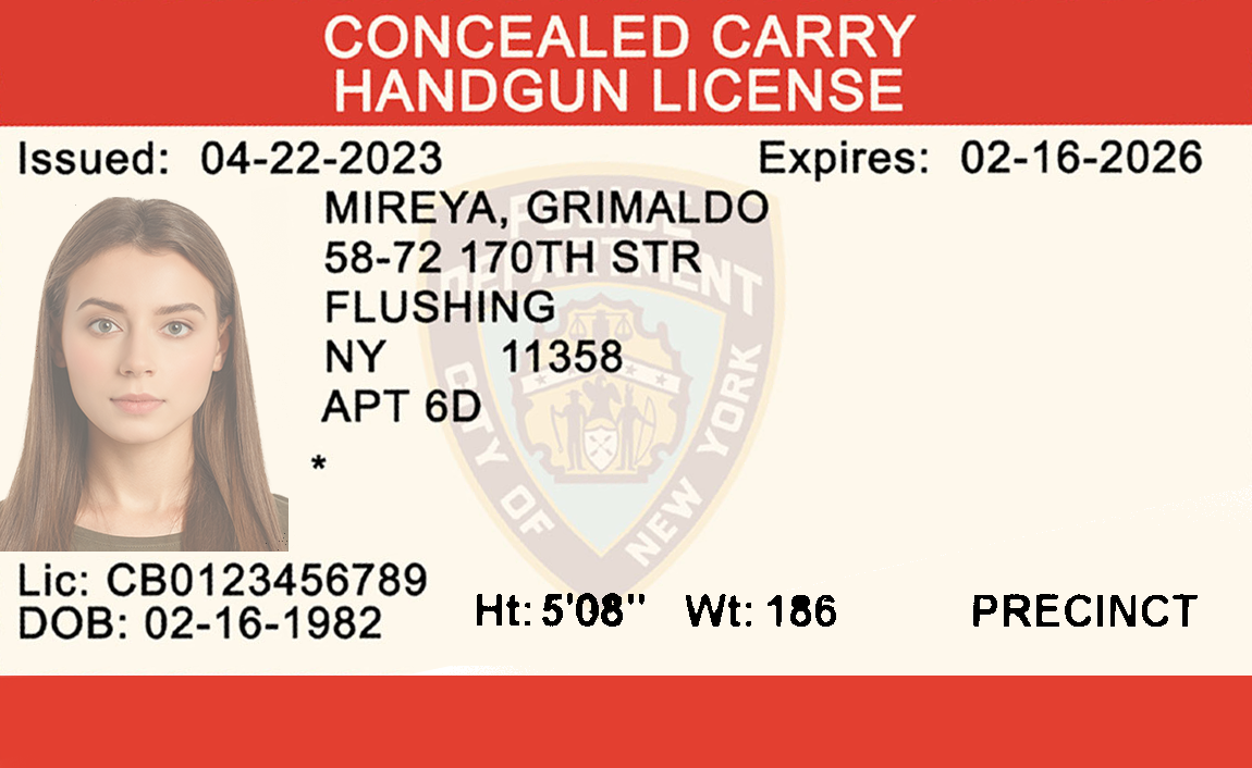 New York Gun License Photo