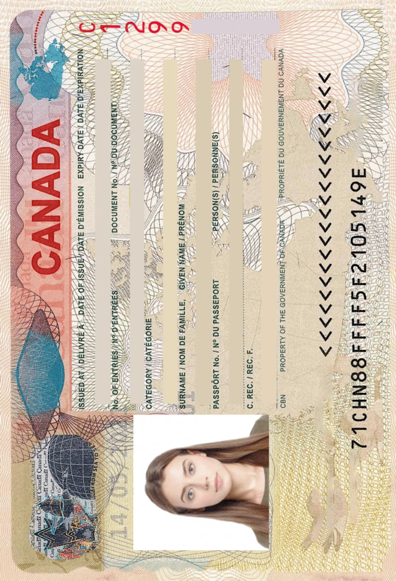 Visa to Canada 35x45 MM (3,5 X 4,5 CM)