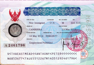 Il visto thailandese 35x45 mm (3,5 x 4,5 cm)
