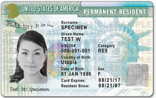 USA zielona karta (Green Card, Permanent Resident Card)